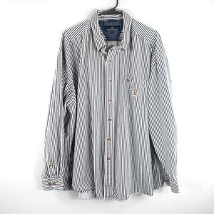 Woods & Woods 2XL Button Up Shirt Mens Striped Cotton Long Sleeve Casual